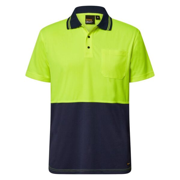 Mens Hi Vis Light Weight Short Sleeve Micromesh Polo with Pocket Thumbnail